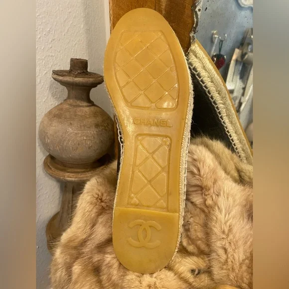 Authentic Chanel Black Leather Espadrille Shoes - Picture 8 of 16